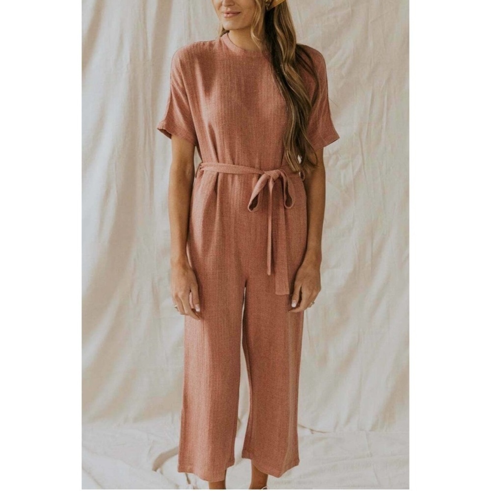 Roolee Charlottesville Linen Jumpsuit Mauve Pink Spring Boho Feminine